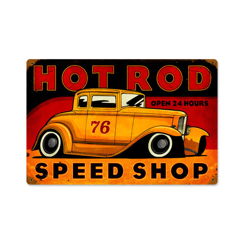 Signs-USA - Thermomètre - Voiture Hot Rod - version patinée - 10,5 x 1 x 30  cm