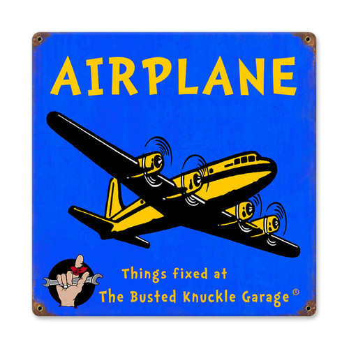 Retro Kids Airplane Metal Sign 12 x 12 Inches