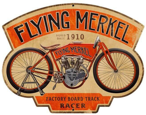 Retro Flying Merkel Metal Sign 17 x 13 Inches