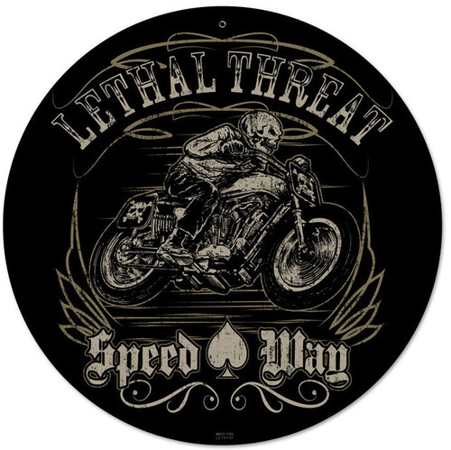 Retro Lethal Speedway Metal Sign 14 x 14 Inches