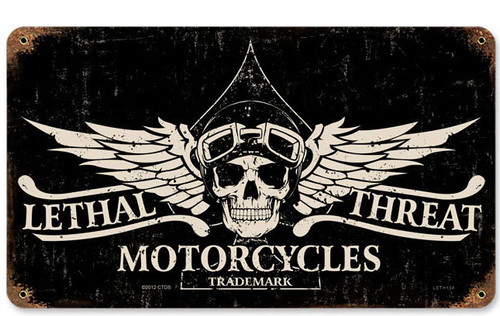 Retro Lethal Motorcycles Metal Sign 14 x 8 Inches