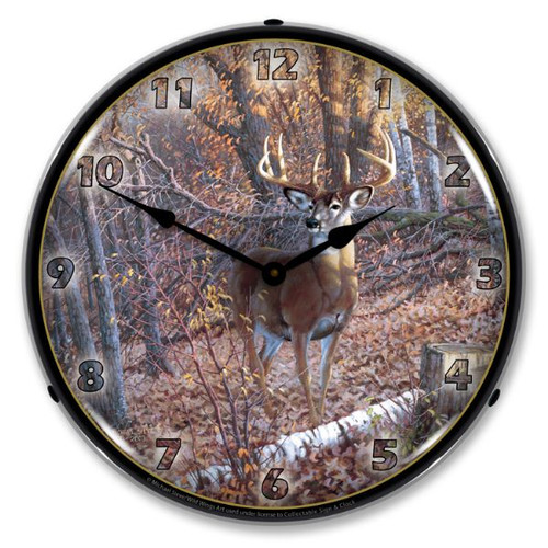 Great Eight Whitetail Deer Lighted Wall Clock