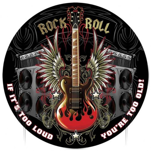 Vintage Rock and Roll Round Metal Sign 14 x 14 Inches