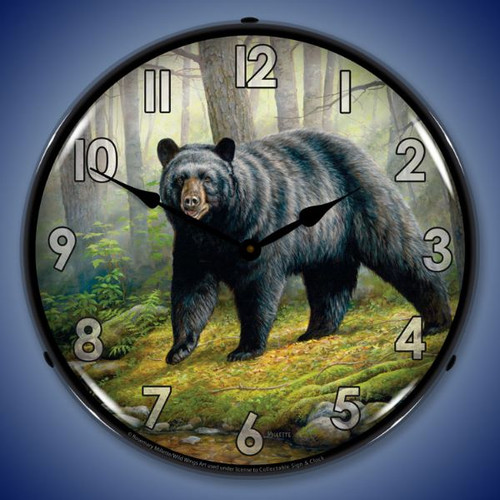 Woodland Morning Bear Lighted Wall Clock 14 x 14 Inches