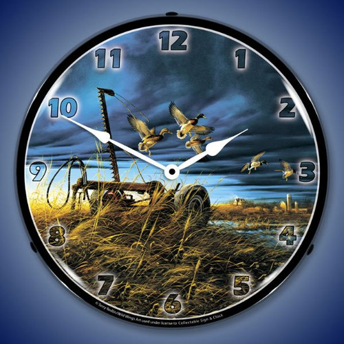 Landmark Mallards Lighted Wall Clock 14 x 14 Inches