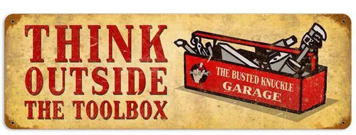 Retro Outside the Toolbox Metal Sign  24 x 8 Inches