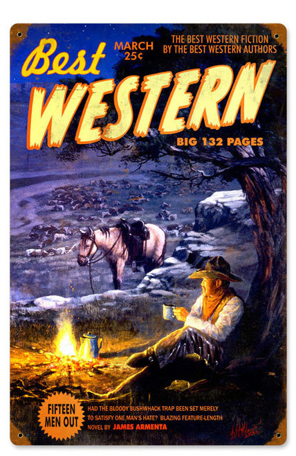 Retro Western Cowboy Vintage Metal Sign 12 x 18 Inches