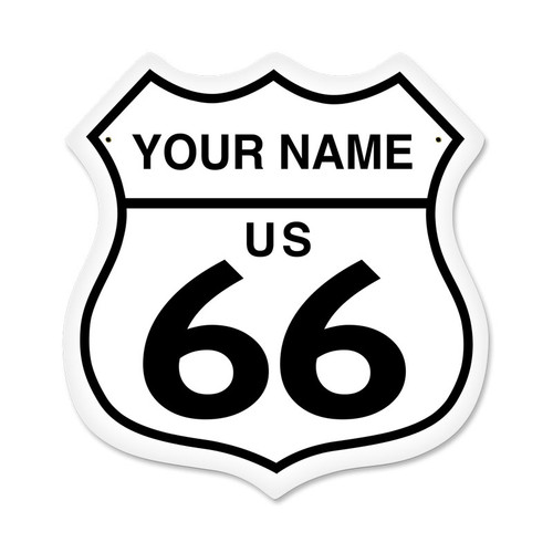 Retro Route 66 Shield Metal Sign 15 x 15 Inches - Personalized