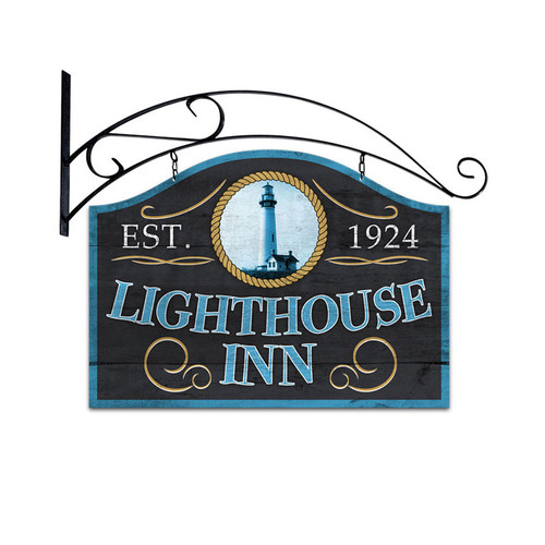 Retro Lighthouse Inn Double Sided  with Wall Mount Sign 23 x 17 Inches