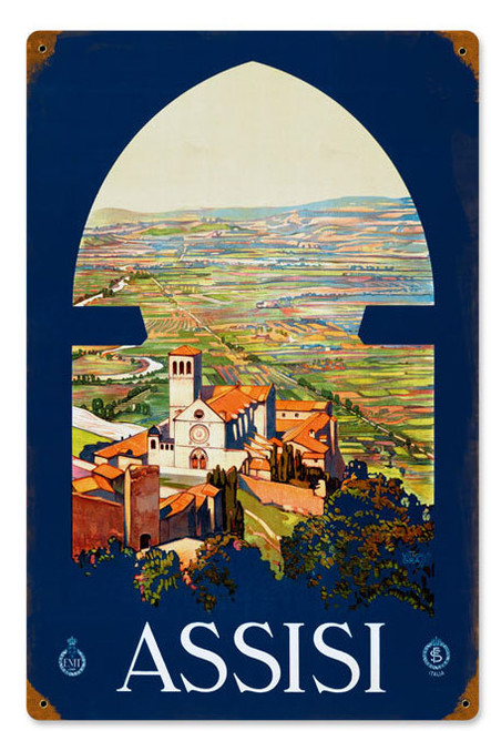 Retro Assisi  Metal Sign   12 x 18 Inches