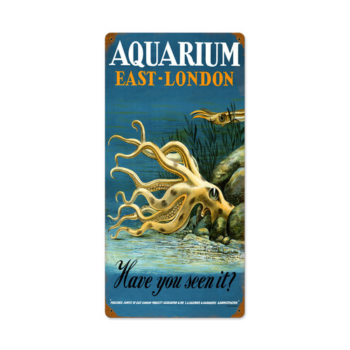 Retro East London Aquarium  Metal Sign 12 x 24 Inches