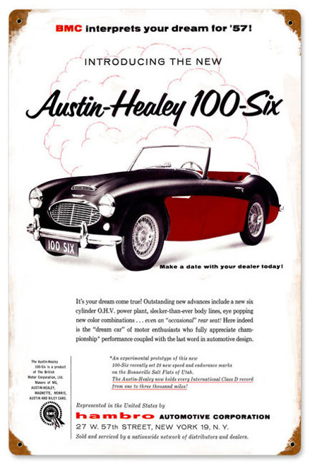 Austin Healey Metal Sign 12 x 18 Inches