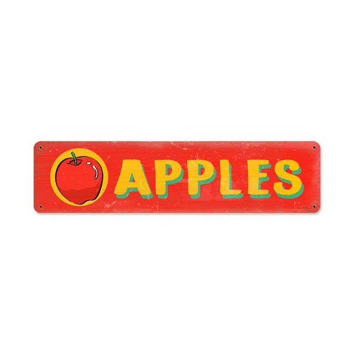 Retro Apples Metal Sign 20 x 5 Inches