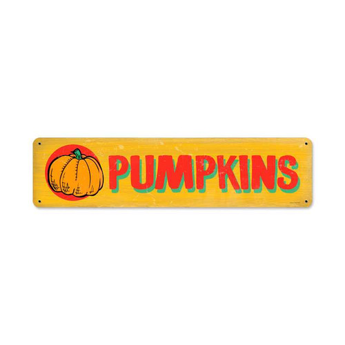 Retro Pumpkins Metal Sign 20 x 5 Inches