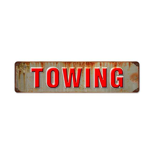 Retro Towing Metal Sign 20 x 5 Inches