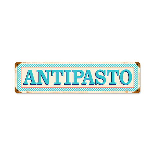 Blue Antipasto Vintage Metal Sign 20 x 5 Inches