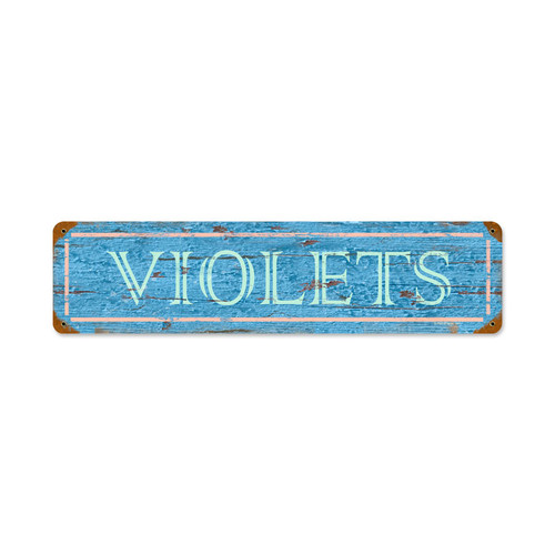 Blue Violets Vintage Metal Sign 20 x 5 Inches