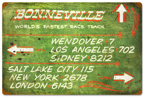 Bonneville Green Distance Vintage Metal Sign 24 x 16 Inches