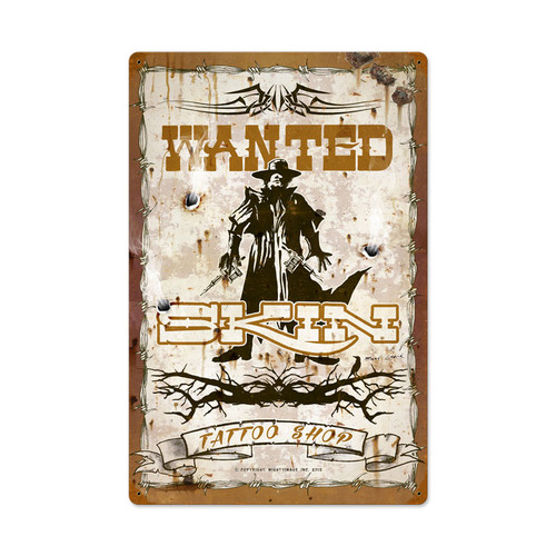 Wanted Skin Poster Vintage Metal Sign 16 x 24 Inches