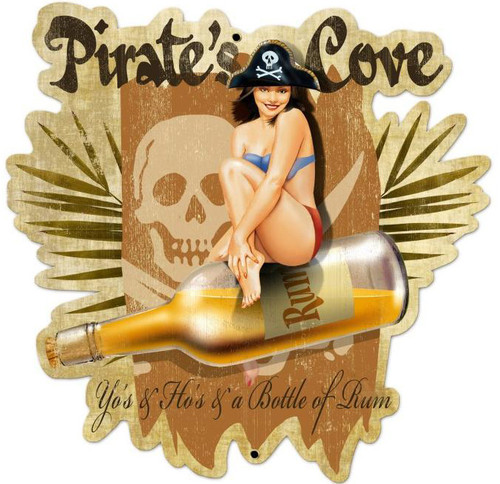 Retro Pirates Cove Custom Shape Metal 23 x 24 Inches