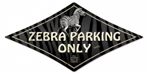 Vintage Zebra Parking Diamond Metal Sign 14 x 24 Inches