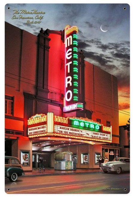 Metro Theatre Metal Sign 12 x 18 Inches