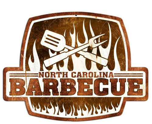North Carolina Barbecue Custom Shape Metal Sign 25 x 19 Inches