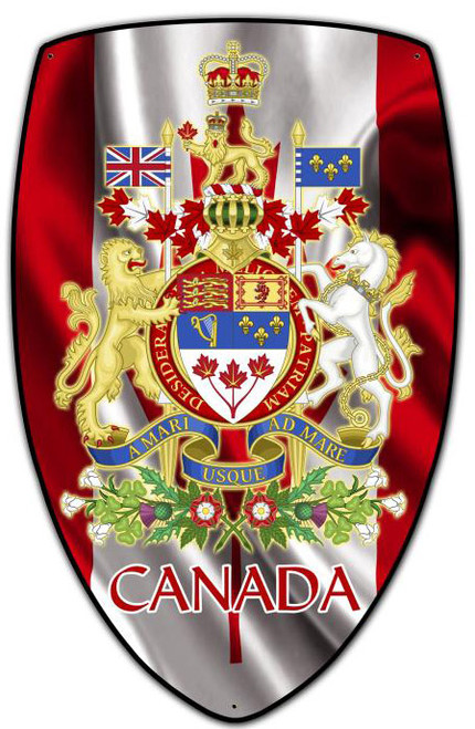 Canada Shield Custom Shape Metal Sign 15 x 24 Inches