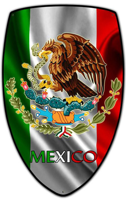 Mexico Shield Custom Shape Metal Sign 15 x 24 Inches