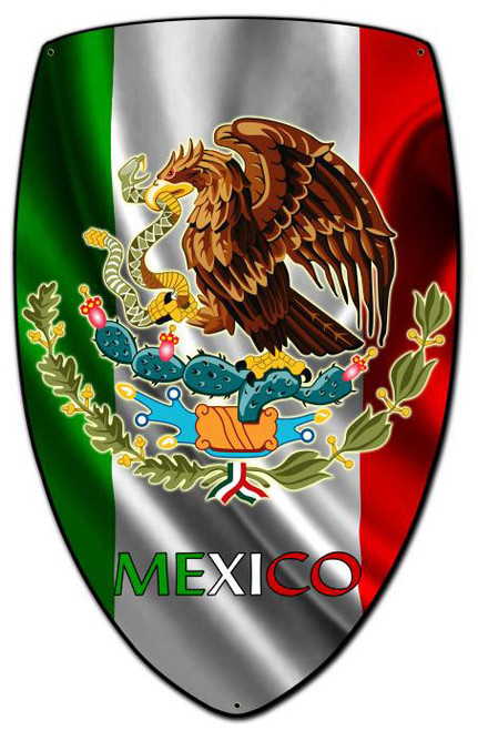 Mexico Shield Custom Shape Metal Sign 21 x 32 Inches