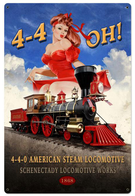 American Steam Locomotive Metal Sign 24 x 36 Inches