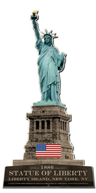 Statue Of Liberty Custom Shape  Metal Sign 24 x 13 Inches