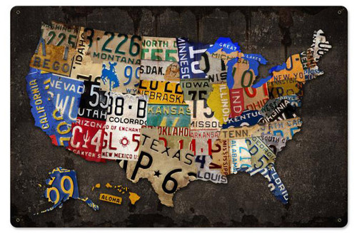 Retro License Plate USA Board Metal Sign 24 x 16 Inches