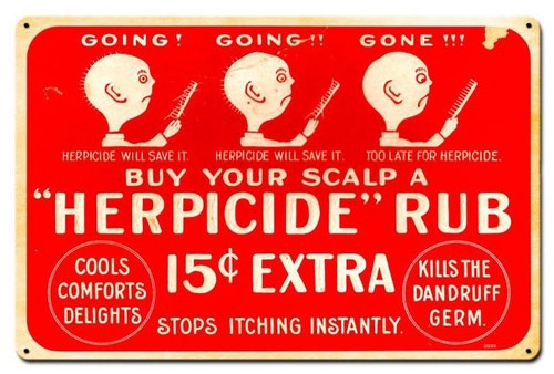 Herpicide Rub Vintage Metal Sign 18  x 12 Inches