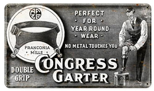 Congress Garter Vintage Metal Sign 14  x 8 Inches