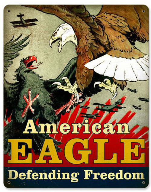 American Eagle Vintage Metal Sign 12  x 15 Inches