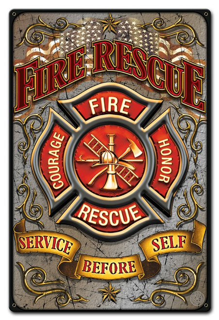 Fire Rescue Metal Sign 12 x 18 Inches