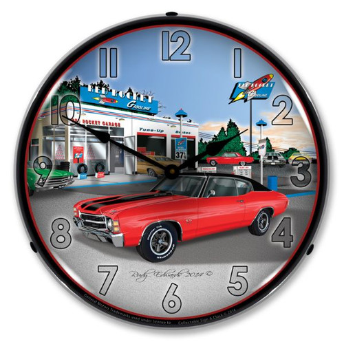 1971 SS Chevelle Lighted Wall Clock 14 x 14 Inches