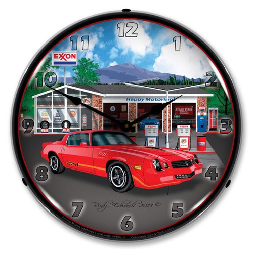 1979 Z28 Camaro Exxon Lighted Wall Clock 14 x 14 Inches