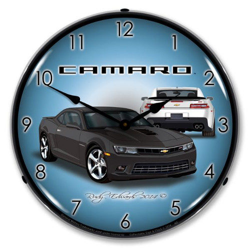 2014 SS Camaro Ashen Grey Lighted Wall Clock 14 x 14 Inches