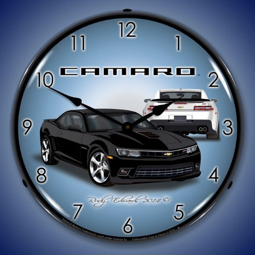 2014 SS Camaro Black Lighted Wall Clock 14 x 14 Inches