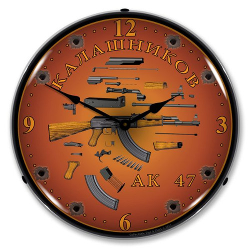 AK 47 Lighted Wall Clock 14 x 14 Inches