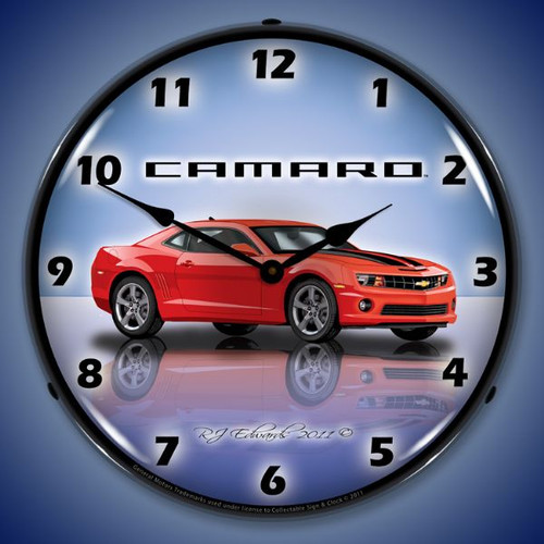 Camaro G5 Victory Red Lighted Wall Clock 14 x 14 Inches