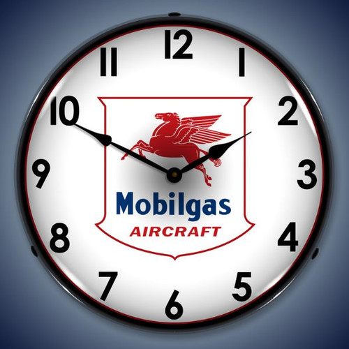 Mobilgas Avaition Lighted Wall Clock 14 x 14 Inches