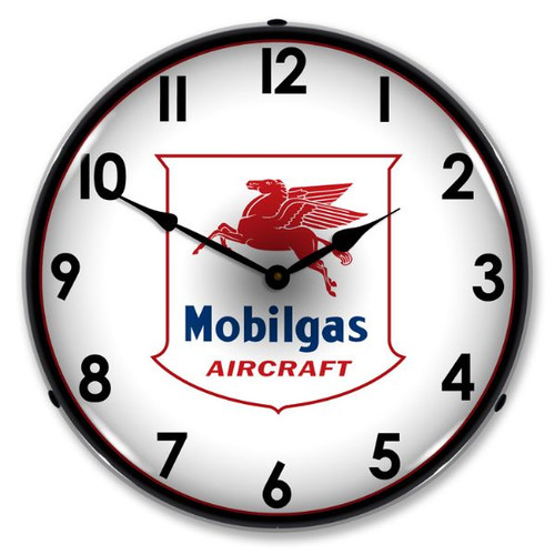 Mobilgas Avaition Lighted Wall Clock 14 x 14 Inches