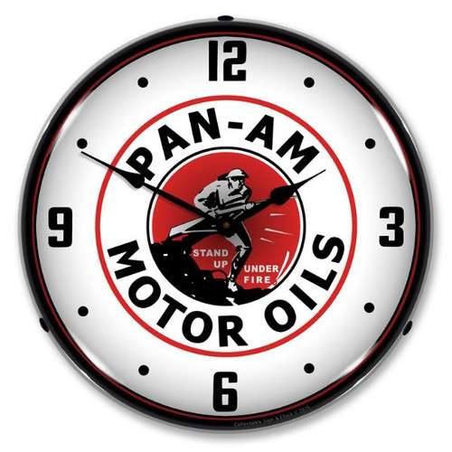 Pan Am Motor Oils Lighted Wall Clock 14 x 14 Inches