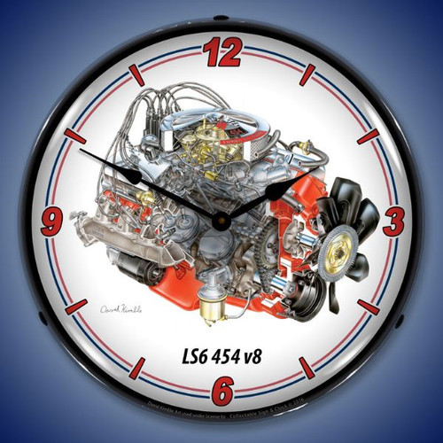 LS6 454 V8 Lighted Wall Clock 14 x 14 Inches