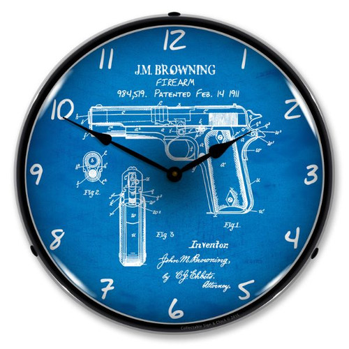 Colt 1911 Patent Lighted Wall Clock 14 x 14 Inches