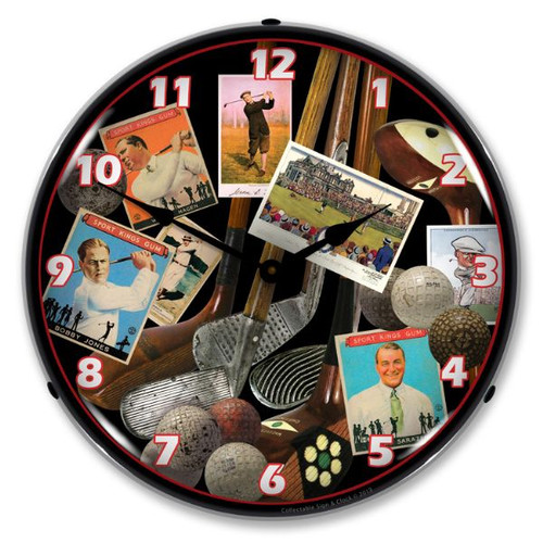 Golf Early Days Lighted Wall Clock 14 x 14 Inches