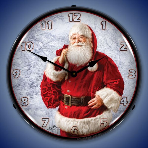 Jolly Santa LED Lighted Wall Clock 14 x 14 Inches